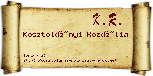 Kosztolányi Rozália névjegykártya